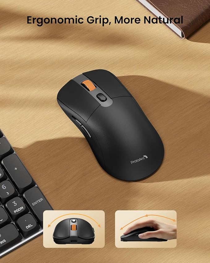 ProtoArc KM310 Mechanical Keyboard and Mouse, Wireless Rechargeable Aluminum Keyboard Mouse, 2.4G+Dual Bluetooth, Linear Red Switches, Multi-Device, No Backlight, for Windows/Mac - Space Gray