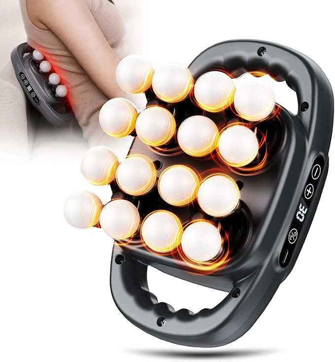 16-Head Massage Gun, Deep Tissue Percussion Massager with 3 Modes & 30 Intensities, 3200mAh Battery Back Massager for Pain Relief, Quiet Handheld Massager (Dark Gray)
