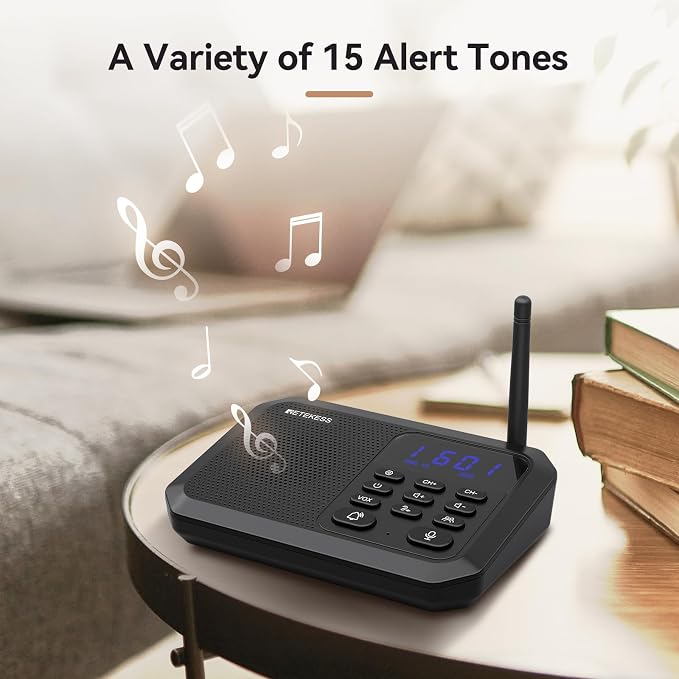 Retekess TH201 Intercoms Wireless for Home, Hands Free Intercom,Long Range 1 Mile, 22 Channel, VOX,Real-time Caring, Group Call, Real-Time Two Way Intercoms for Home,Business
