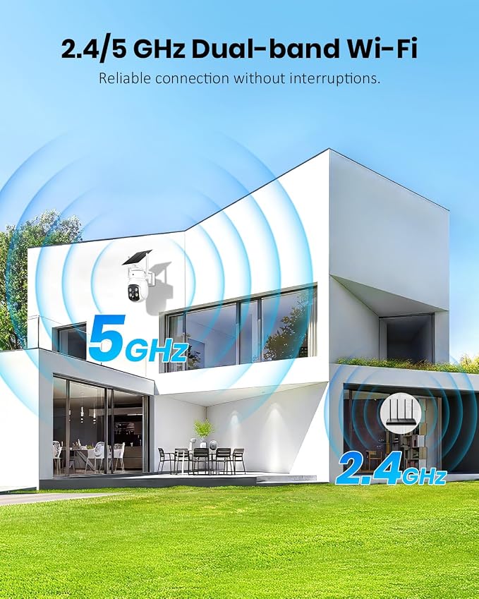 Security Cameras Wireless Outdoor, Solar Camera with 2-in-1 Solar Panel, 4MP PTZ WiFi Camera, 360° Coverage, Dual-Band 2.4/5GHz, Color Night Vision Spotlight, Human Detection, No Monthly Fee, 2 Packs