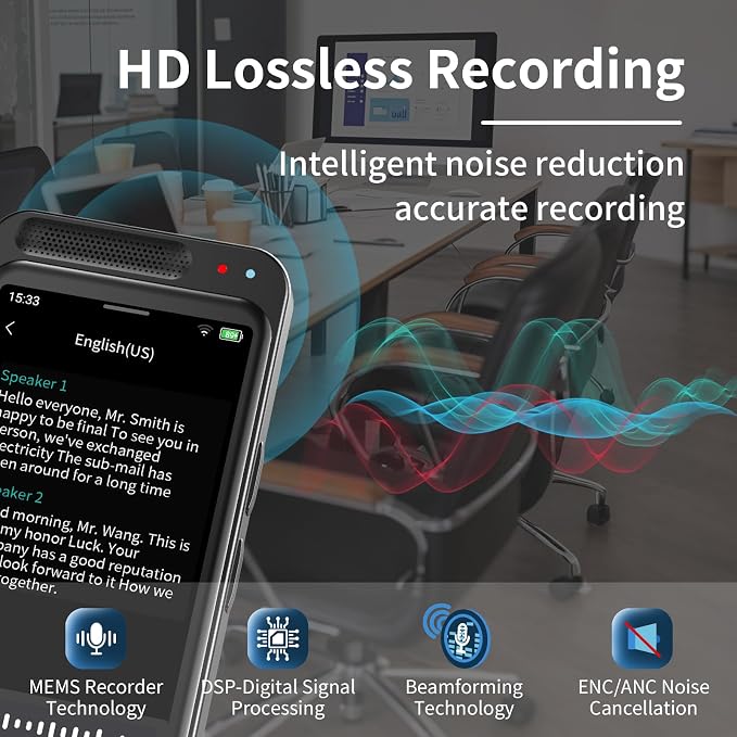 80GB AI Digital Voice Recorder with Playback, Smart Digital Audio Recorder with Transcription to Text, Voice Activated Recorders for Lectures Meetings Interviews