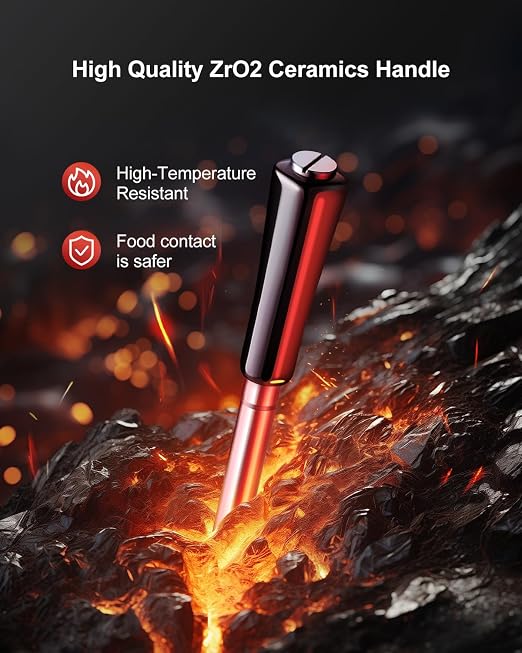 Bluetooth Meat Thermometer Wireless Probe for Smoker 500ft, Fitflavor Digital Grill Meat Thermometer Wireless for Grilling BBQ Cooking Oven, Rechargeable Batterry, IP67 Waterproof