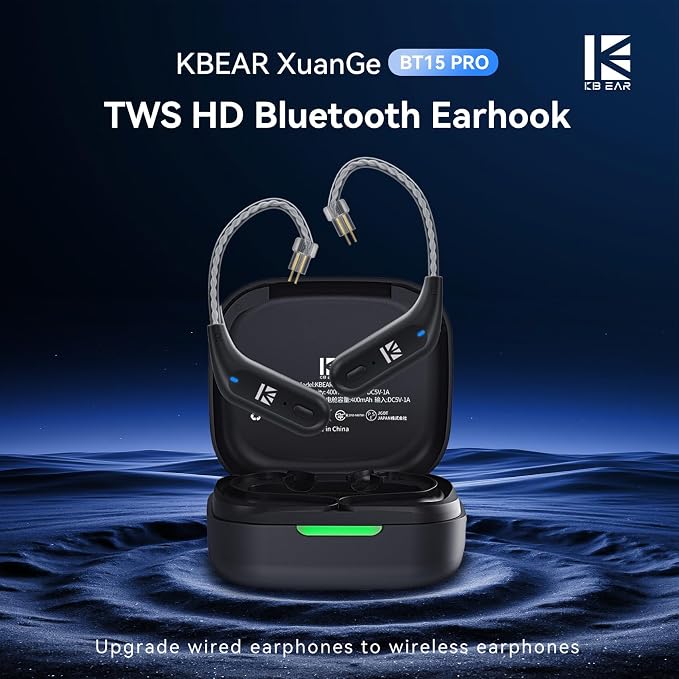 KBEAR BT15 PRO IEM Bluetooth Adapter,5.4 Bluetooth 5.4 TWS Module 2PIN Plug for Moondrop CHU II/Aria/Blessing,KZ ZST/AS10 /ZST-X/ZSR/ES4/EDC,for Truthear Hexa/Zero(2 PIN)