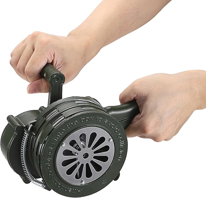 Sumnacon Hand Crank Siren Manual Operated Air Raid Siren with Foldable Handle for Sporting Events,Emergency Sturdy Waterproof Aluminum Alloy Tornado Siren Portable Loud Volume Emergency Siren,Green