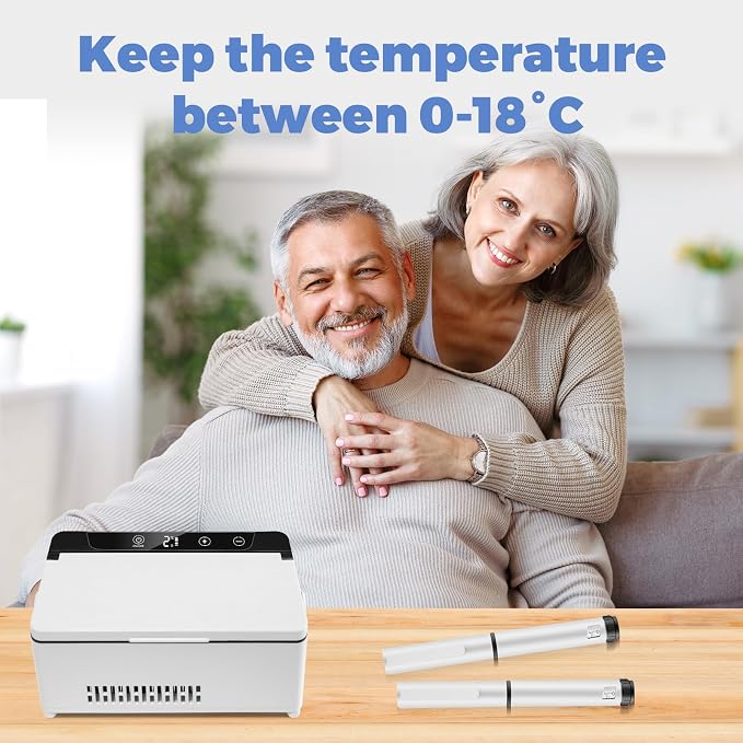 Electric Insulin Cooler Travel Case, Mini Insulin Fridge Box, Portable Insulin Refrigerator, Diabetic Insulin Cooler, TSA Approved Temperature Control LED Display, Rechargeable Battery