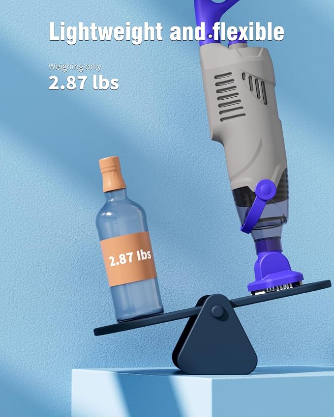 (2026 Upgrade) Little Shark Cordless Pool Vacuum, 60W Motor, 18 GPM Strong Suction, 5000mAh Battery, 60-Min Runtime, Compact Lightweight Handheld Pool Cleaner for Above Ground Pools & Hot Tubs