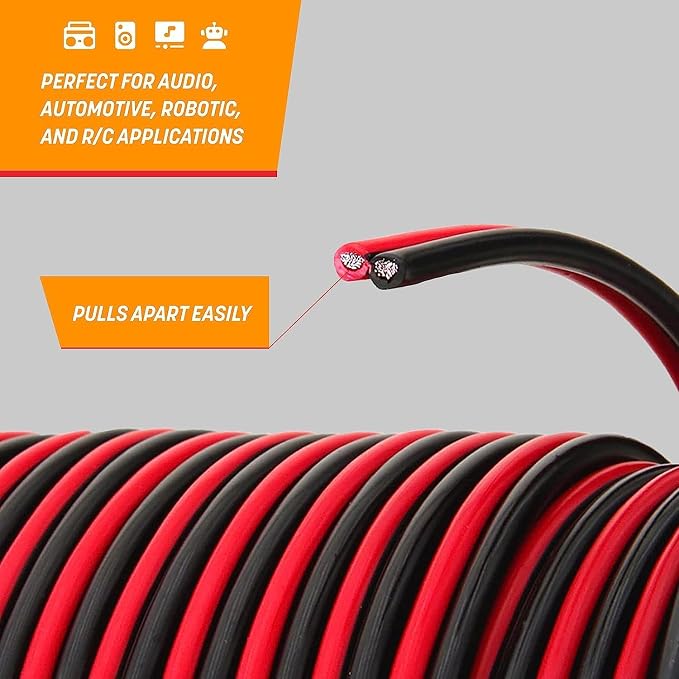 GS Power 20 Gauge Wire 100ft Oxygen Free, OFC Pure Copper Electrical 12v Low Voltage Speaker Wire Spool, 20AWG for Electric, Automotive, Trailer, Stereo, RC, Car, Home Theater, LED, Lamp Wiring
