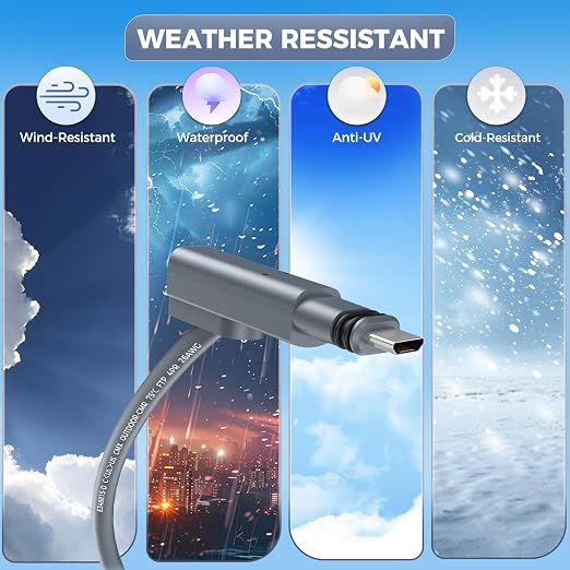 Starlink Gen 2 Cable 100FT, ONLY for Gen 2 Rectangular Dish, Waterproof Replacement Cord for Starlink Gen 2 Standard Actuated Kit, High-Speed PoE Cable, NOT for Gen 3/Mini/Round Dish