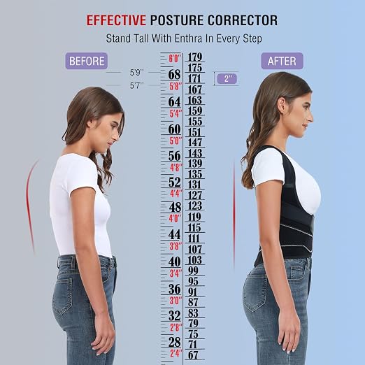 Back Brace Posture Corrector for Women and Men with Spine Vertical Alignment System, Lower Back Pain Relief, Back Straighter Instant Posture Corrector - Scoliosis (Black, Medium (Waist 32"-40"))