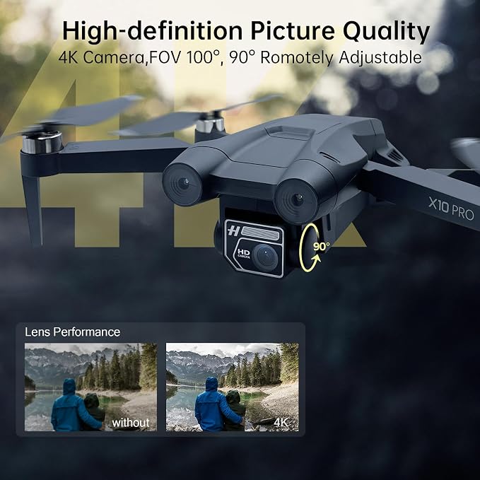 GPS Drone with Camera 4K UHD for Adults, 90 Min Long Flight Time,Long Control Range, Auto Return, Follow Me, Brushless Motor, CHUBORY X10 PRO 5G FPV RC Quadcopter for Beginners