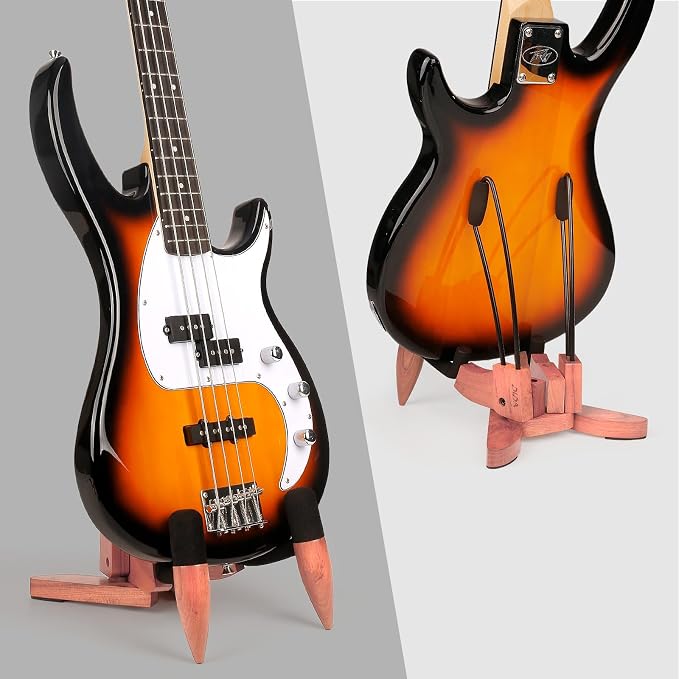 DIDA Guitar Stand for Electric Guitar, Wooden Guitar Stand, Portable Traveling Stand For Electric Guitar and Bass, Single Guitar Stand, Non Slip, Soft Foam Padded Arms (Rosewood)