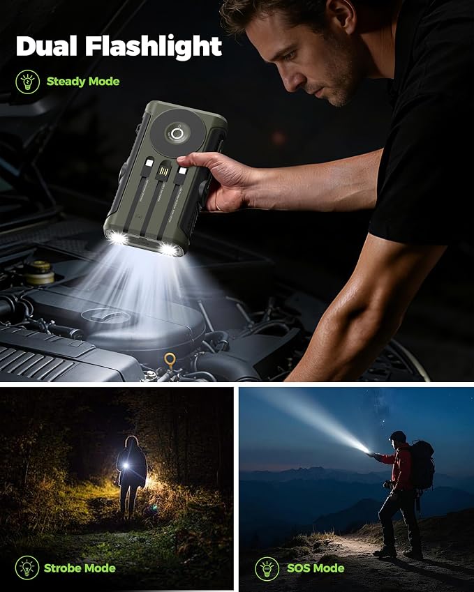 Solar Charger Power Bank 20000mAh: 10W Foldable 5 Solar Panels Pack and Hand Crank Portable Wireless Charger PD QC 3.0 Fast Charging USB C Battery Pack with Flashlight for Camping Travel