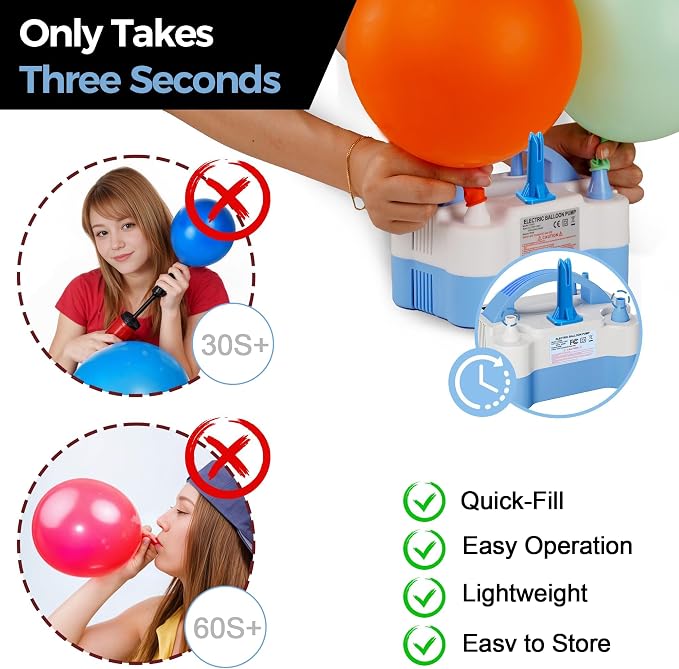 Electric Balloon Pump, Pump Electric, New Fast Balloon Tying Tool,Suitable for Party Decoration, Birthday Celebrations, Wedding Events