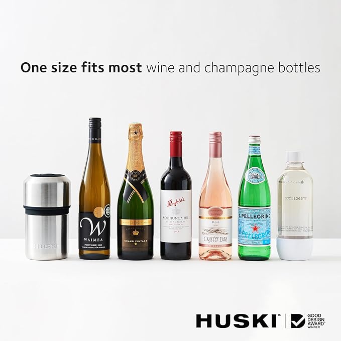 Huski Wine Chiller | Iceless Design | Keeps Cold up to 6 Hours | Wine Accessory | Next Generation Ice Bucket | Fits Some Champagne | for Wine Lover (Stone Grey)
