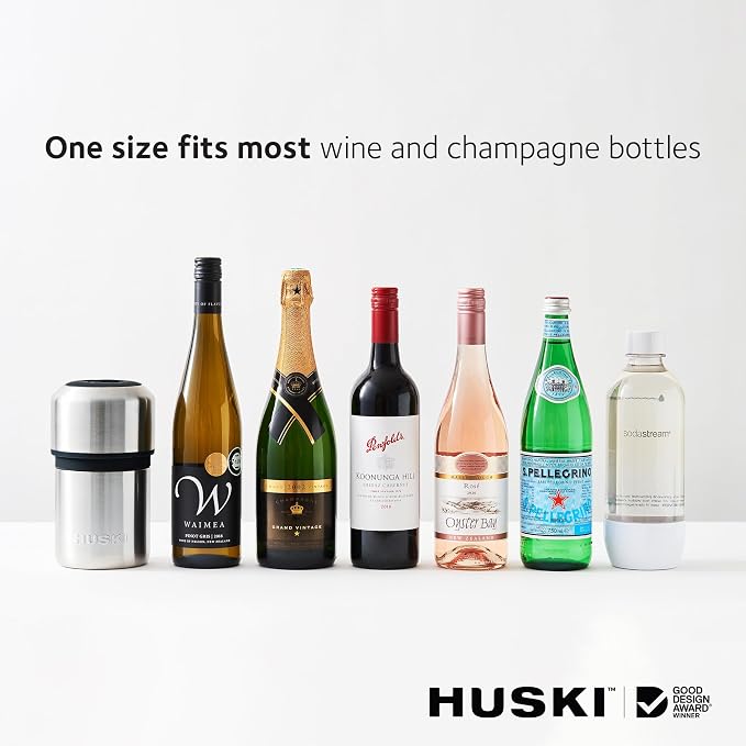 Huski Wine Chiller | Award Winning Iceless Design | Keeps Wine Cold up to 6 Hours | Wine Accessory | Next Generation Ice Bucket | Fits Some Champagne Bottles | Perfect Gift for Wine Lovers (White)