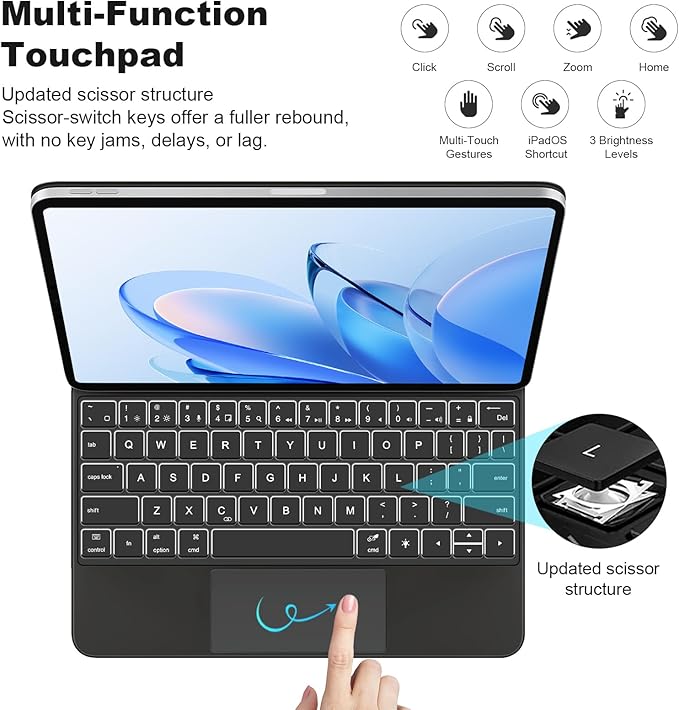 Magic Keyboard for iPad Pro 11 inch 5th (M4, 2024), Bluetooth Keyboard Case for iPad Pro 11 M4 (USB-C), Easy-Set Magnetic Stand with Multi-Touch Trackpad, Auto Wake/Sleep, Backlight