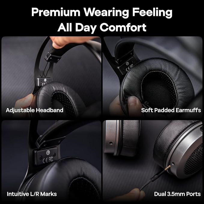 Linsoul Kiwi Ears Altruva Over Ear Headphone, Hi-Fi 50mm Dynamic Driver Monitoring Headphones, Wired Gaming Headset, Open-Back Stereo Headphones for Studio Engineer Audiophile Gaming (BlackGrey)