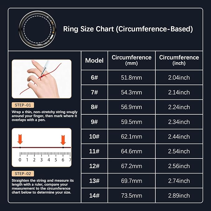 FKGZJF Smart Rings for Women Men, Fitness Ring with Heart Rate, Blood Oxygen, HRV, Stress, Sleep Tracker, Step Tracker, No Subscription Fee, lP68 Waterproof Smart Ring for iPhone & Android (Black 7#)