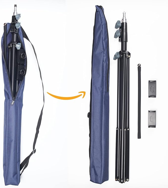 Floor Tripod Stand, 7.2 Feet Retractable Adjustable Gooseneck Tall Tripod for iPhone 12 Pro Max, iPhone 11 Pro Max, iPhone Xs Max, with Smart Phone Holder Clamp