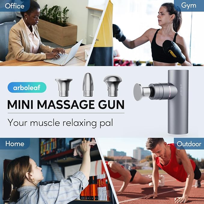 arboleaf Massage Gun Deep Tissue with Metal Head, Full-Metal Electric Portable Hand Held Massager Gun with Case for Back, Body Sore Muscles, Pain Relief, Office, Home, Athletes
