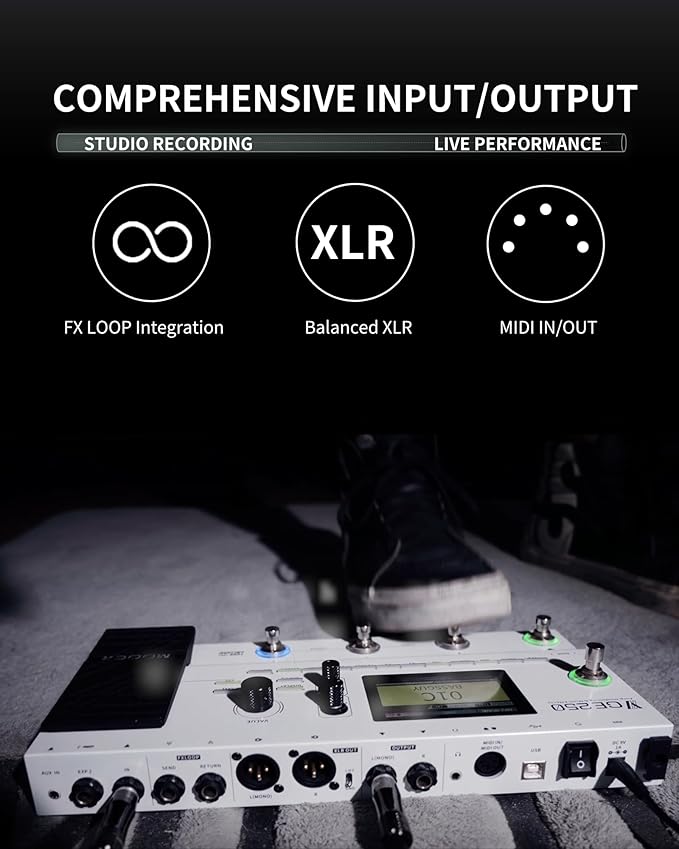 MOOER GE250 Multi Effects Processor with FX Loop, Tone Capture, MIDI Function, Global EQ, Drum Machine, Stereo Looper