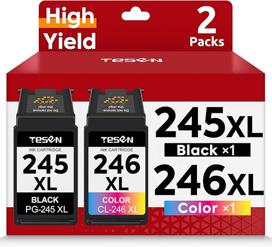 245XL 246XL Ink Cartridge Replacement for Canon PG-245XL CL-246XL PG-245 245 246 XL Combo Pack for PIXMA MX490 MG2525 MG2522 MG3022 TS202 MX492 TR4520 TS302 Printer Ink Cartridge (1 Black,1 Color )