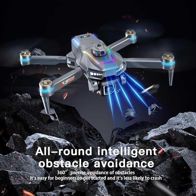 Drone with HD Camera for Adults, Foldable RC Drone with 4.3 Inch Screen on Controller, Brushless Motor, 5-Way Infrared Obstacle Avoidance, Electric Adjustable HD Camera, Optical Flow Positioning, Headless Mode, 360° Flip, Under 250g Lightweight Portabl...