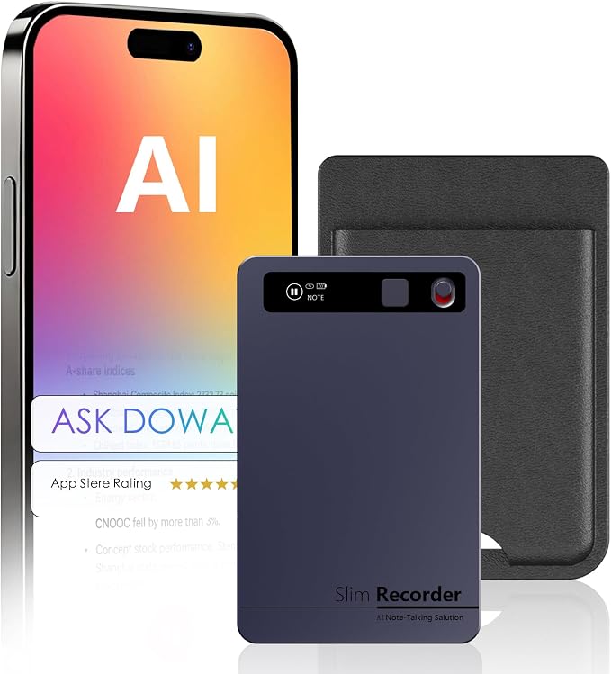 AI Voice Recorder, Pocket AI Recorder with Transcribe & Summarize, AI Noise Cancellation Technology, 64GB Memory, 35 Hours Recording, App Control, Supports 152 Languages for Lectures, Meetings, Calls
