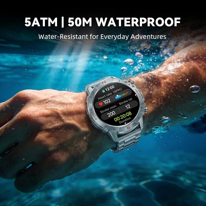 WalkerFit Smart Watch for Men (Answer/Make Call), 1.43" AMOLED 5ATM Waterproof Fitness Tracker with 178+ Sports Modes, Heart Rate/SpO2/Sleep Monitor, with Extra Silicone Band, for Android iPhone