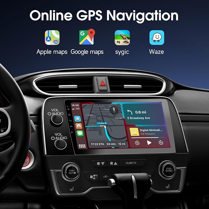 Haudio 10.1" Wireless Double Din Car Stereo with Bluetooth, Wireless CarPlay and Android Auto, Backup Camera, GPS Navigation, Free APK Download and Deletion, FM, Voice Control, Mirror Link