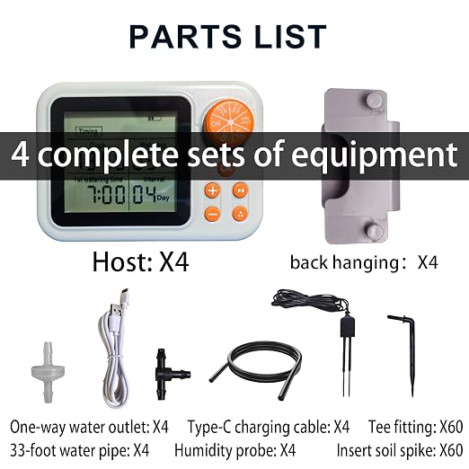 Drip Irrigation kit Indoor Plant Irrigation System Automatic Plant Waterer Plant Humidity Sensor Timer Water drip System kit to Growing Tent self Watering Automatic Mister kit Greenhouse(4 Sets)
