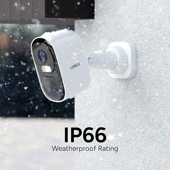 Lorex Connect 2K Wi-Fi Battery-Powered Spotlight Camera | New APP | Motion Detection | Color Night Vision | Flexible Storage: MircoSD (not Included) or Cloud | Versatile mounting | IP66 Weatherproof
