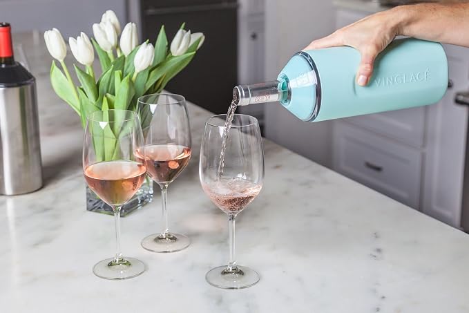 Vinglacé Wine Bottle Chiller- Portable Champagne Insulator- Stainless Steel Wine Cooler Sleeve - Keeps Wine Cold (Sea Glass)