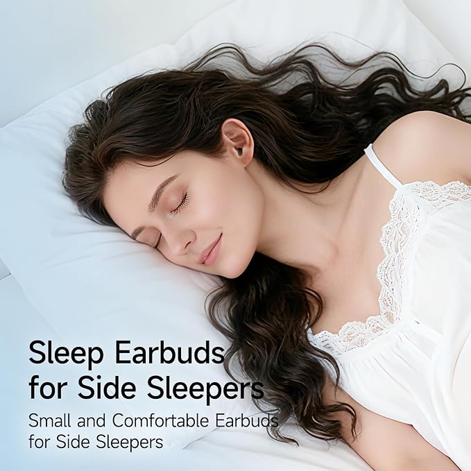 Sleep Earbuds for Side Sleepers, Mini Invisible Wireless Bluetooth 6.0 Micro Sleep Headphones, Hidden Earbuds with LED Screen for Small Ears Sleeping Working, Exercise, Hiking - Black