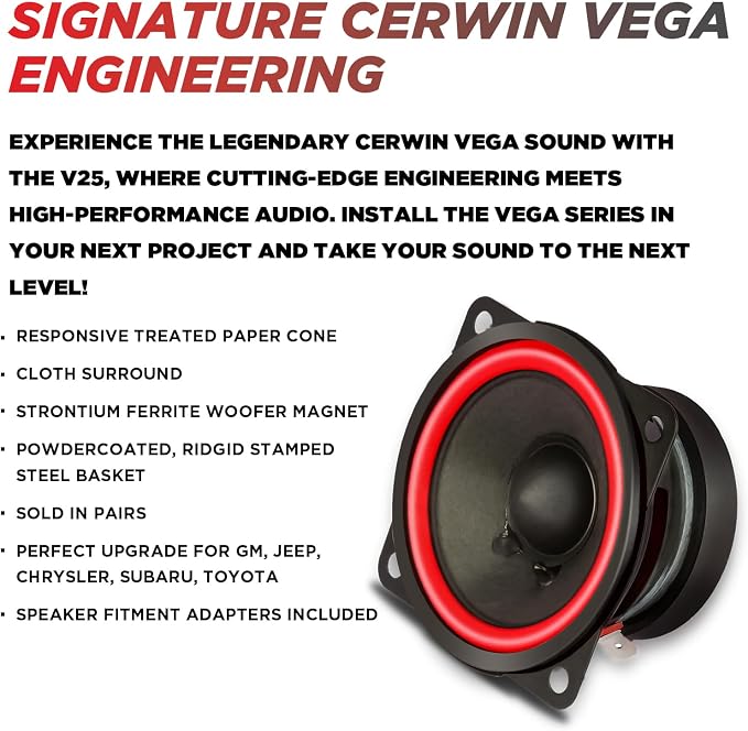 CERWIN-VEGA! V25 2.5" VEGA 60 Watts 4 Ohm Full Range Speaker(Pair)