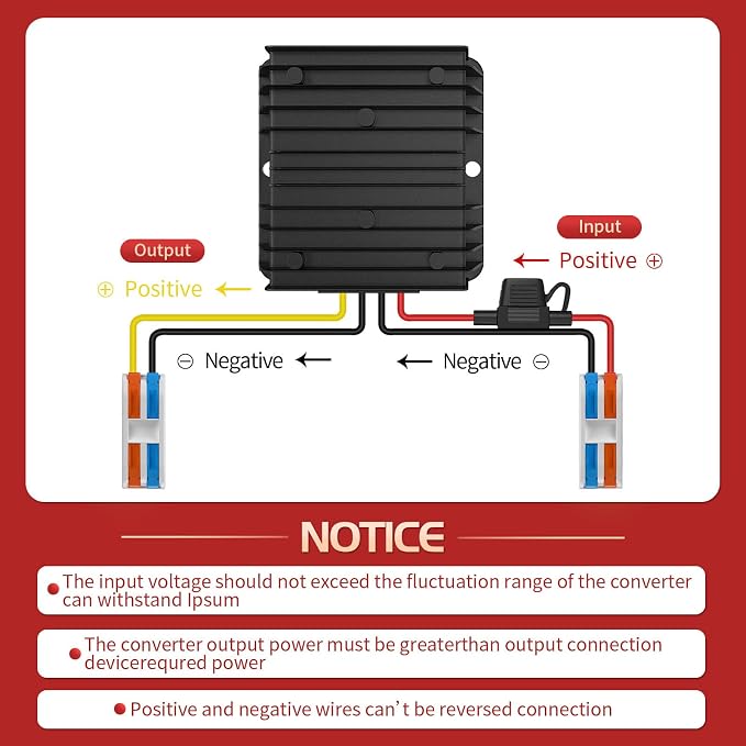 24V to 12V Step Down Converter 30A 360W with Fuse & Wire Terminal Block | Waterproof Buck Converter | 24v to 12v Converter for Golf Cart, Truck, Vehicle, Boat