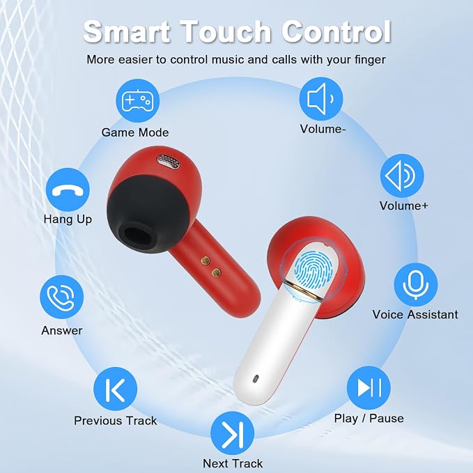 Wireless Earbuds for Kids,Comfortable Wireless Earphones Fit Ergonomic Design Ball Shape Ear Buds with Mic for Android iOS Cell Phone Computer Laptop