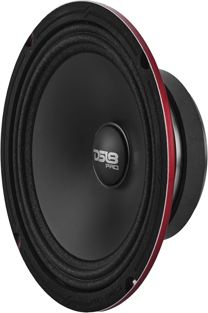 DS18 PRO-SM8.2 8" Slim Loudspeaker – 8”, Midrange, Red Steel Basket, 500W Max Power, 250W RMS, 2 Ohms - Premium Quality Audio Speakers – IP66 Water Resistance, Perfect for Motorcycle Applications