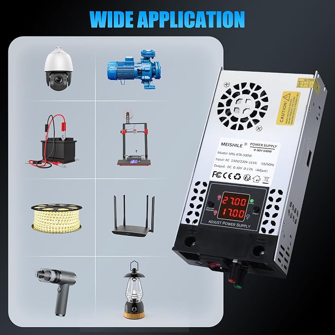 Upgrade Adjustable (0-30V 0-17A) 500W DC Switching Power Supply AC-DC Transformer with Adjustable buttonsConverter Drive Sensor System Lamp Meter Controller Servos Ultraso Electric Motor Fan SMPS