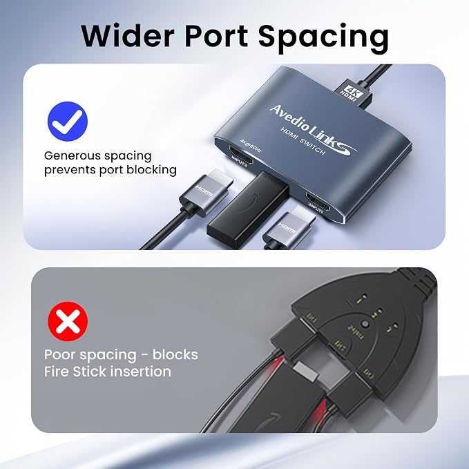 avedio links HDMI Switch 3 in 1 Out with Remote, 4K@60Hz HDMI 2.0 Switcher Box, 3 Port HDMI Selector Support 18Gbps, HDR10+, VRR, Dolby, HDCP 2.2, Compatible with PS5/PS4 Xbox Fire Stick TV Projector