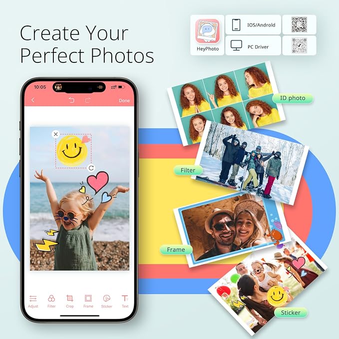 YOTON Photo Printer, Picture Printer with 54 Sheets (4"x6") & 1 Ink Ribbon, Support AR Video Printing, Wi-Fi Connection, Portable Photo Printer for iPhone/Android/Laptop