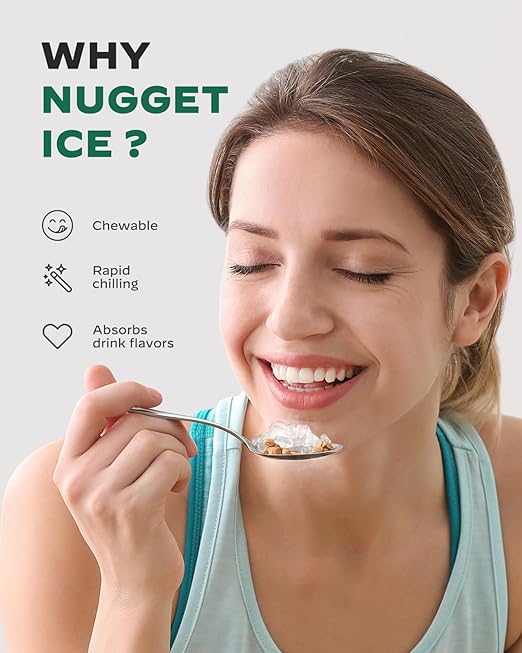 Silonn Nugget Ice Maker Countertop, Pebble Ice Maker with Crushed Ice, One-Click Operation Ice Machine with Self-Cleaning, 33lbs/24H for Home, Kitchen, Office, Blue