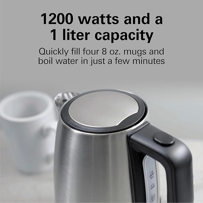 Hamilton Beach Commercial HKE110 1 Liter Hot Water Tea Kettle, Hospitality Rated, Stainless Steel