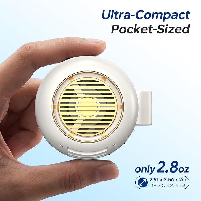 Mini Clip-On Fan with Quiet Operation, 360° Rotation and LED Speed Display, 5 Adjustable Wind Speeds, Ultra Light Portable Personal Fan for Daily Indoor Outdoor Use 1White&1Pink