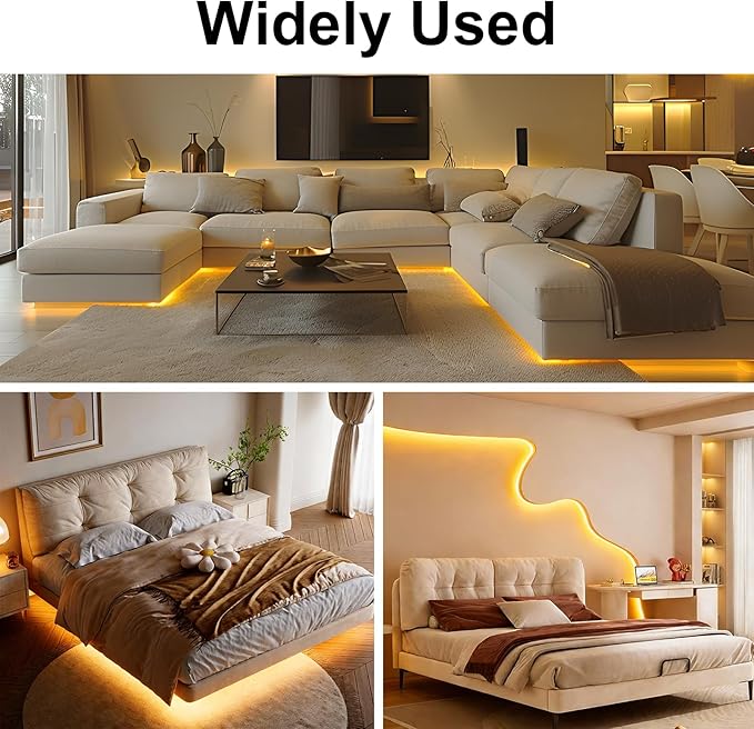 COB LED Strip Lights 2880LEDs, Bright COB LED Lights 20ft LED 3000K Warm White Dimmable with RF Remote Under Cabinet Lighting for Bedroom Counter Kitchen