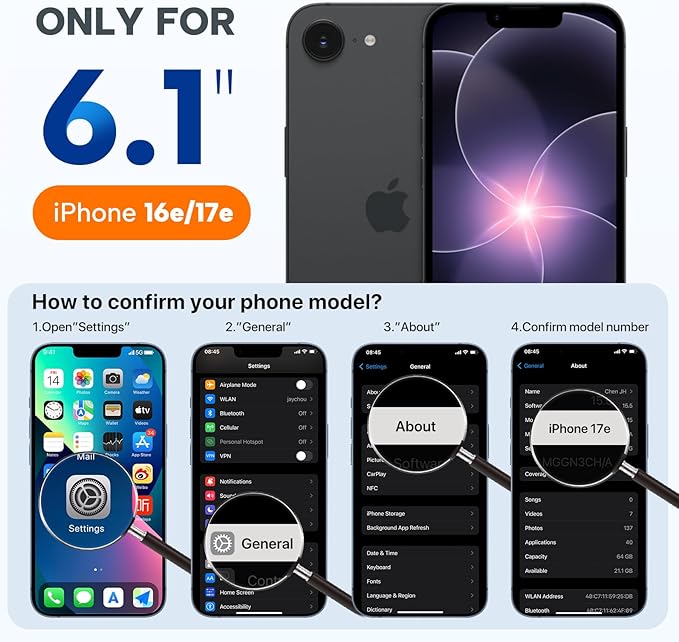 Miracase Magnetic for iPhone 17e Case & iPhone 16e Case, [Soft Anti-Scratch Microfiber Lining], Compatible with MagSafe, Silicone Shockproof Protection Phone Case for iPhone 17e/16e, Dark Blue