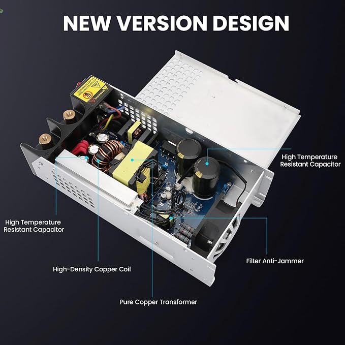 New Version 110V to 12V DC Converter 125A 1500W Power Supply, AC to DC Converter, 120V to 12V 125A Power Supply 1500W for RV, Pump, LED Strip, LCD Monitor