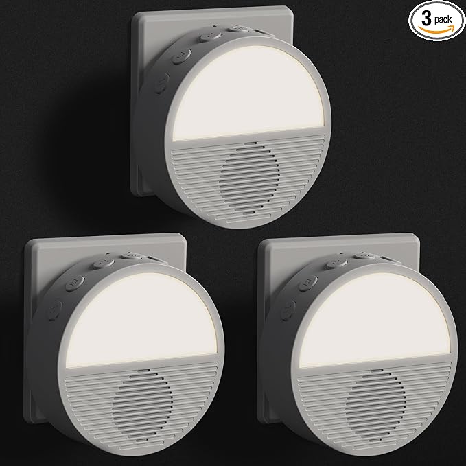 Sunset Scene White Noise Sound Machine, Wall Plug in White Noise Machine for Office Privacy & Noise Canceling, Portable Sound Machine with Light for Bedroom, Office, Clinic, Corridor, 3 Pack