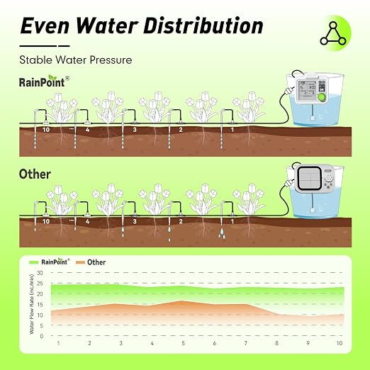 RAINPOINT Large Display Automatic Plant Waterer Indoor for Pot Plant Cycle & Soak Mode with WiFi Soil Moisture Meter Kit