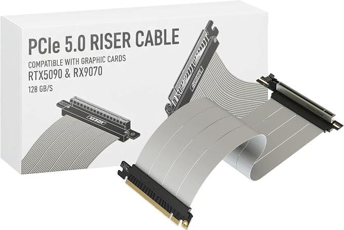 LINKUP PCIE 5.0 Riser Cable | for Vertical GPU Mount | Right Angle | Graphics Card GPU Ready | Usable with PCIe 4.0 & RX9070/ RTX5090 | 30cm (Total Length: 34cm)